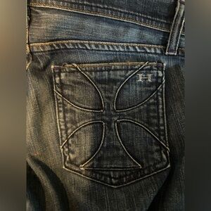 Habitual 28 iron cross denim blue straight jeans women’s punk skinhead boots dr